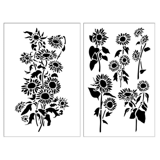 Sunflower Stencil Reusable Large Flower Plant Seed Wall Template Furniture
